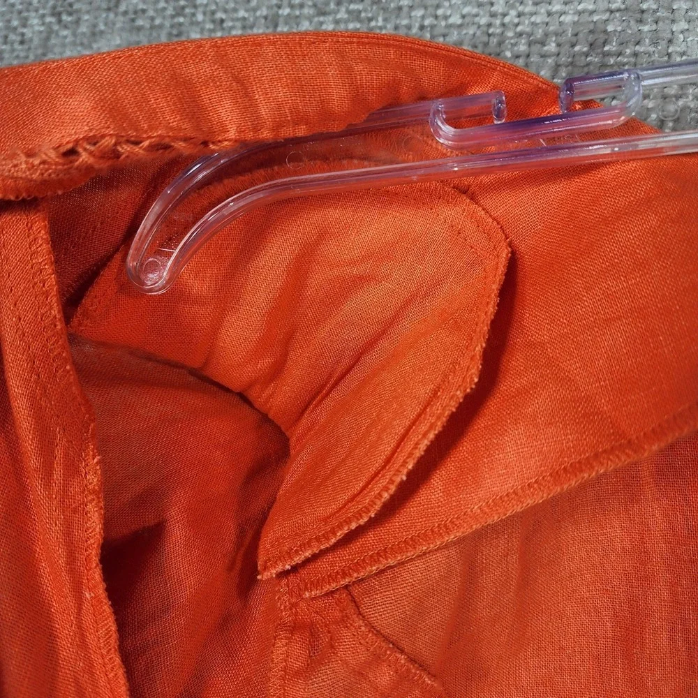Insight Linen Longline‎ Open Front Jacket Womens 14 Orange Artsy Fitted VTG